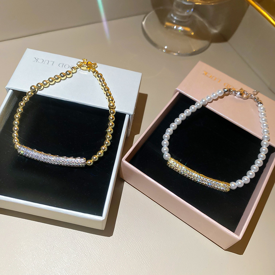 European American ins-style zircon bamboo pearl bracelet, casual, fashionable, simple and elegant, light luxury with a high-end feel - view 6