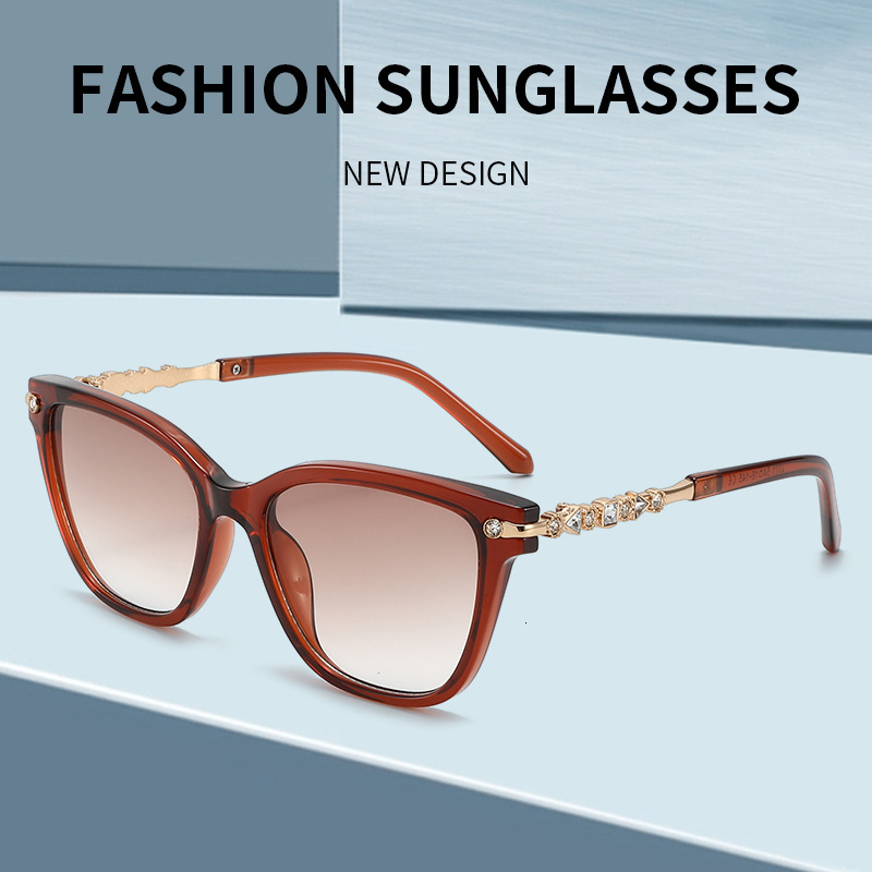2371 Mirror Wholesale New Fashion Round Face Outdoor Women's Sunglasses Unique Cat Eye Designer Diamond Inlaid Polarization Retro Designer Sungla
