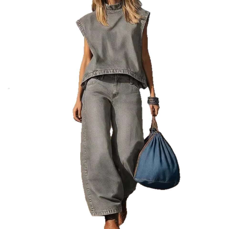 2026 New Hot Selling Denim Vest Women Fashion Sleeveless Jacket Casual Vintage Waistcoat Spring Summer Tops Denim Custom Factory MAKOUFEI
