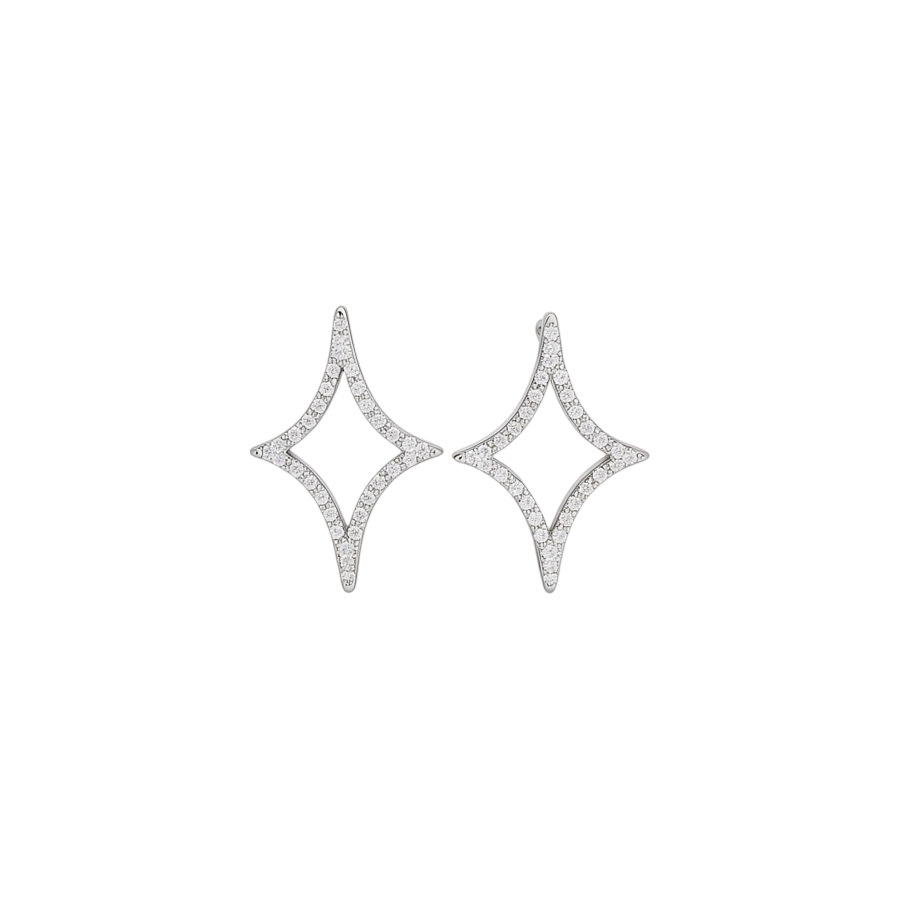 18k real gold plated silver needle zircon diamond-shaped star light luxury and elegant earrings, niche high-end earrings for women - view 9