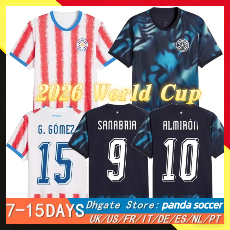 2026 world cup Paraguay Soccer Jerseys M. ALMIRON M. VILLASANTI J. ALONSO ENCISO Home Away Football Shirts Short Sleeve Uniforms Kids Kit home and away jersey Paraguay