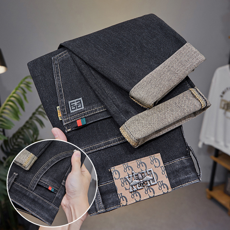 High End New Elastic Tight Designer Jeans Luxury Men's Spring Minimalist Trend Brand Thin Business Casual Pants Youth Street Retro Washed Sports 