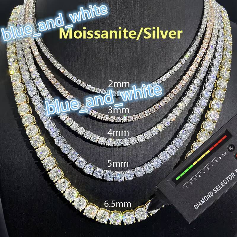 USA Warehouse Fast Shipping 925 Silver 18inches Moissanite Tennis Necklace GRA Certificated Iced Out Moissanite Tennis Chain Men