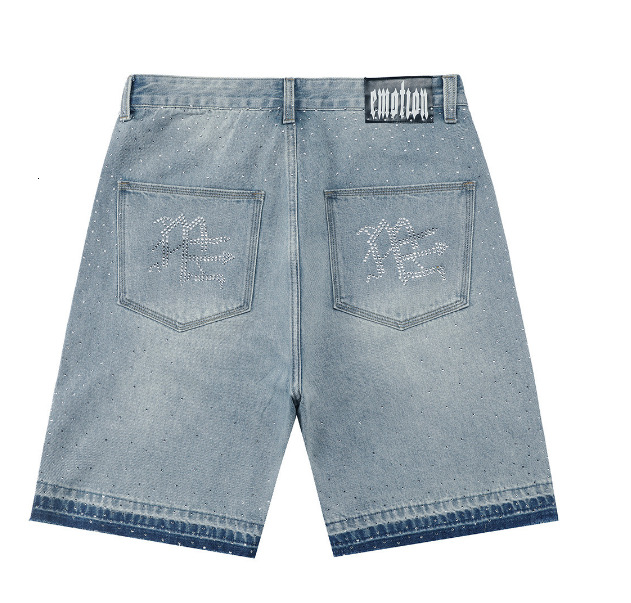 European And American Street Hip-hop Designer Jeans Luxury Men Retro Starry Sky Letter Diamond Denim Shorts Y2K Youth Trend Casual Versatile Loose Spo