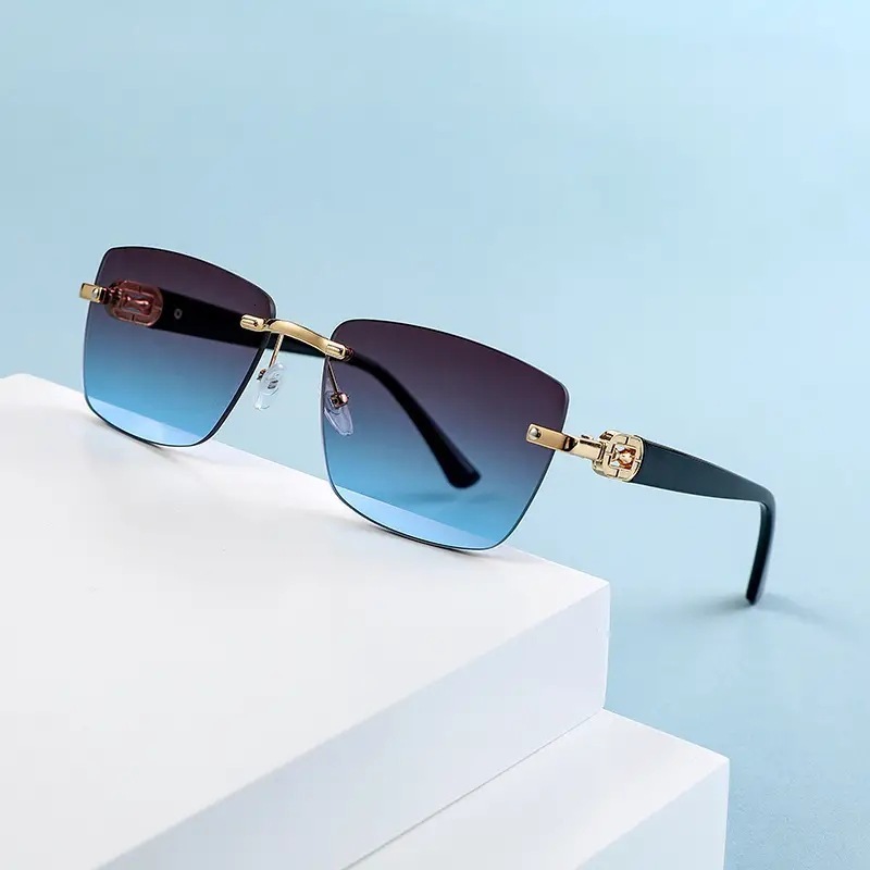 Designer Eyewear Fashion New Model Frameless Sunglasses Fashion Street Photography Combinations Luxurious High-End Elegant