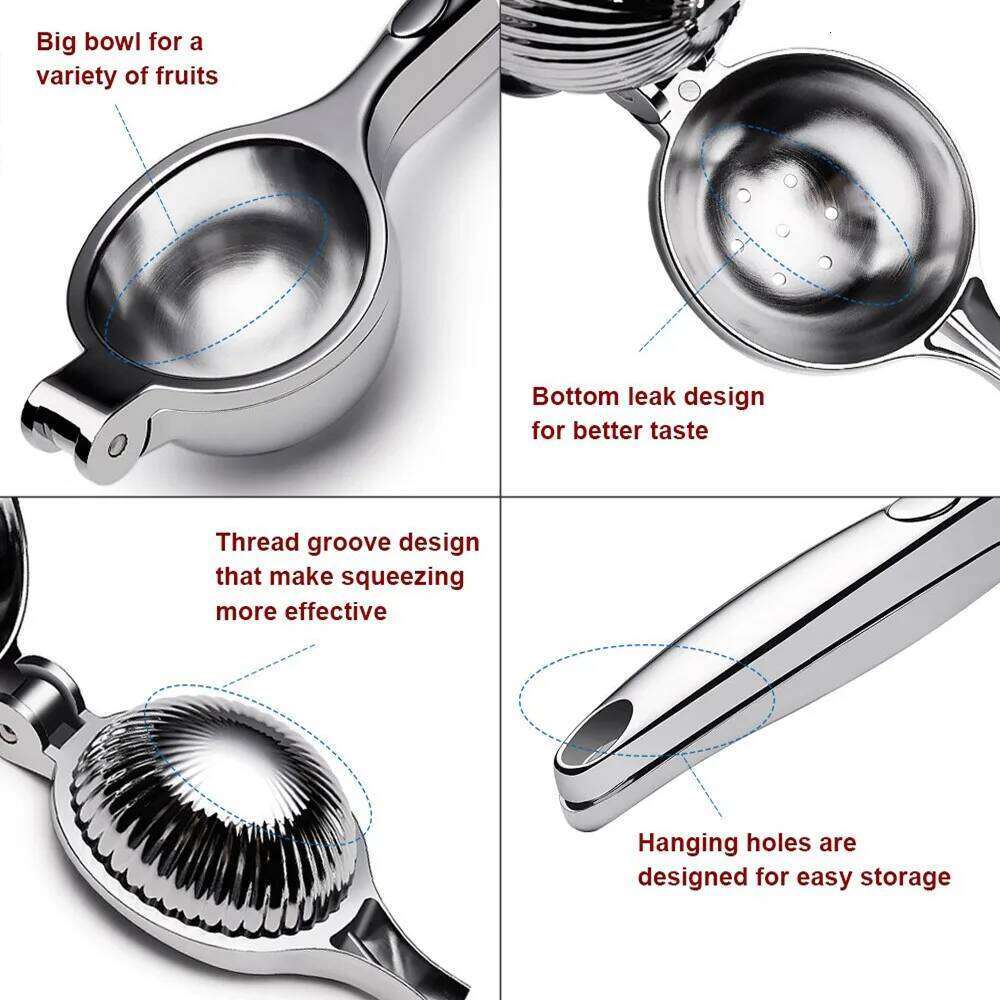 LMETJMA Manual 304 Stainless Steel Lemon Press Juicer Squeezer with Zester Orange Citrus Crusher KC0246