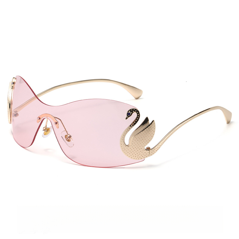 Luxury Designer's 2026 New Swan Frame Metal Outdoor Sunglasses European And American Style Beach Integrated Cycling Unique Diamond Inlaid Sunglas