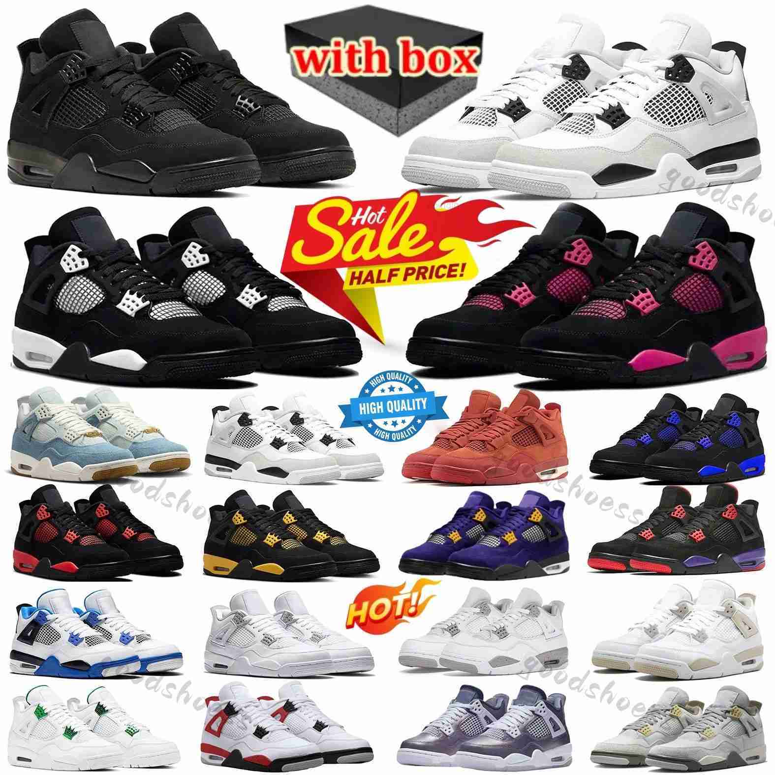 Designer Basketball Shoes 4 Metallic Reimagined Fire Red Sneakers 4s Chaussures White Cement Cool Grey Olive Men Women Trainers With Box size36-47