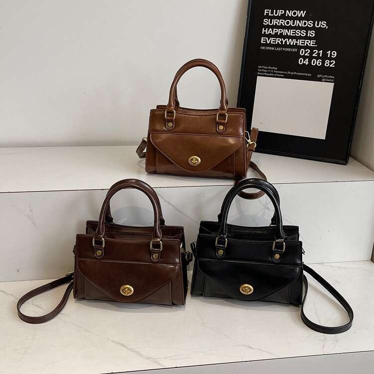 high-end fashion small square bag, 2025 autumn winter new model, solid color light luxury handbag, simple shoulder and crossbody bag