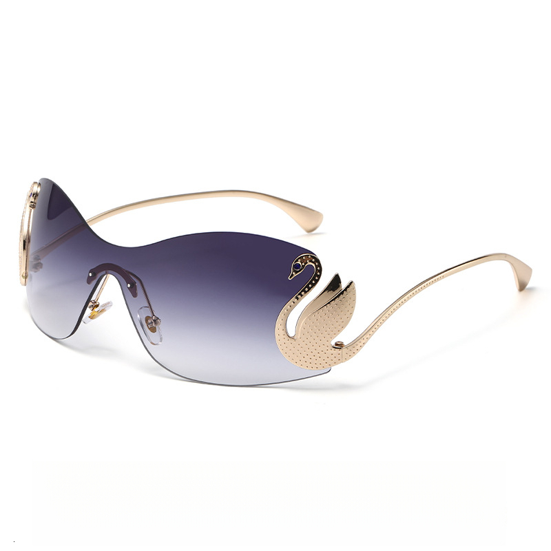 Luxury Designer's 2026 New Swan Frame Metal Outdoor Sunglasses European And American Style Beach Integrated Cycling Unique Diamond Inlaid Sunglas