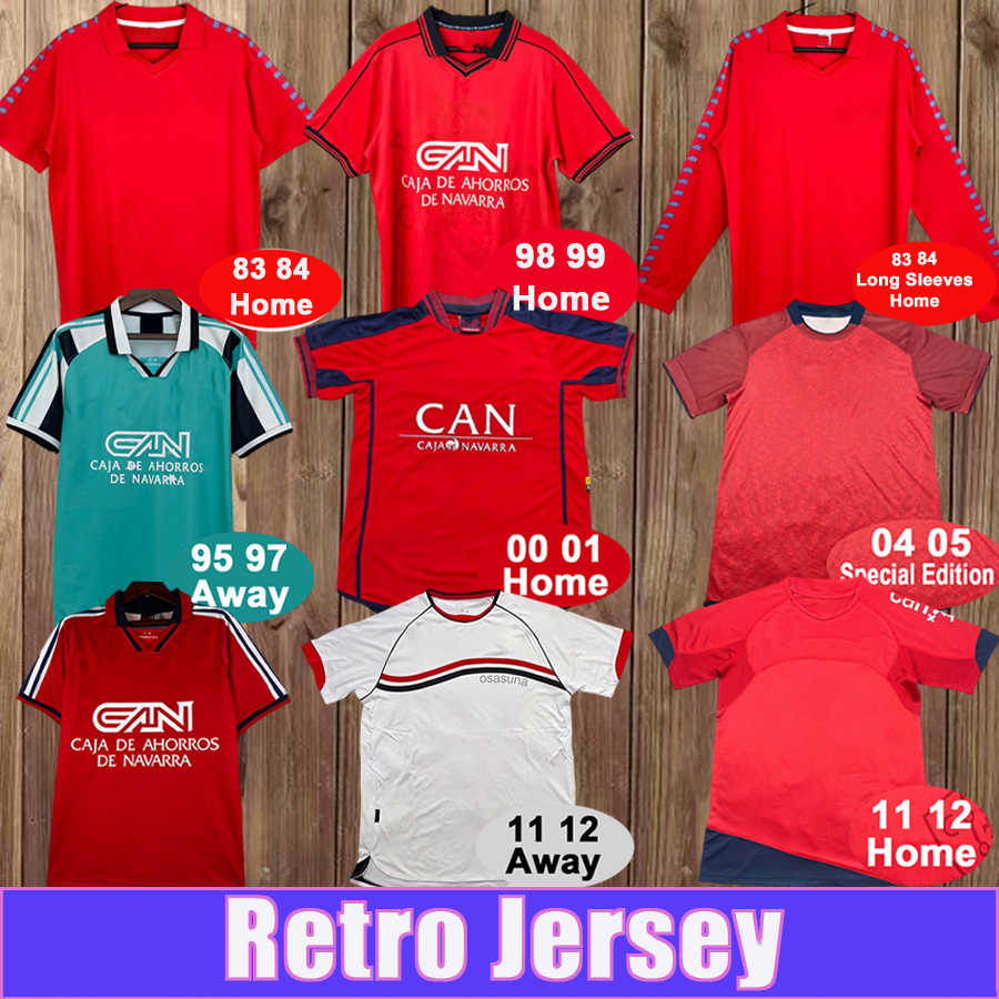 1983 1996 Osasuna Retro Mens Soccer Jerseys 2011 2012 PUNAL Home Red 04 05 Special Edition Vintage Football Shirts Short Sleeve Adult Uniforms