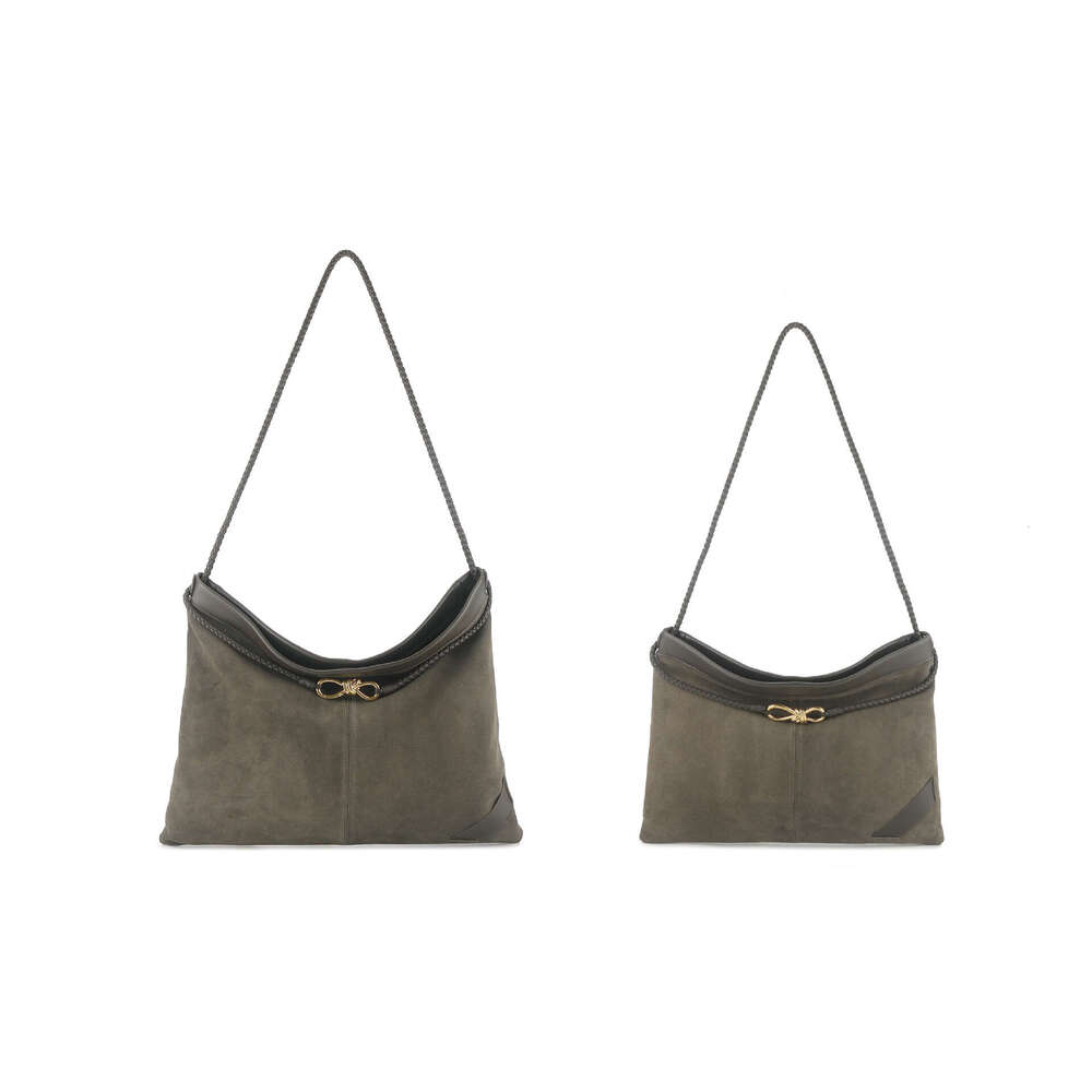 New Autumn Winter Bow-Knot Buckle Large Capacity Shoulder Bag Vintage Suede Splicing Casual Commuter Bag Luxury Daily Handbag For Women SENYY