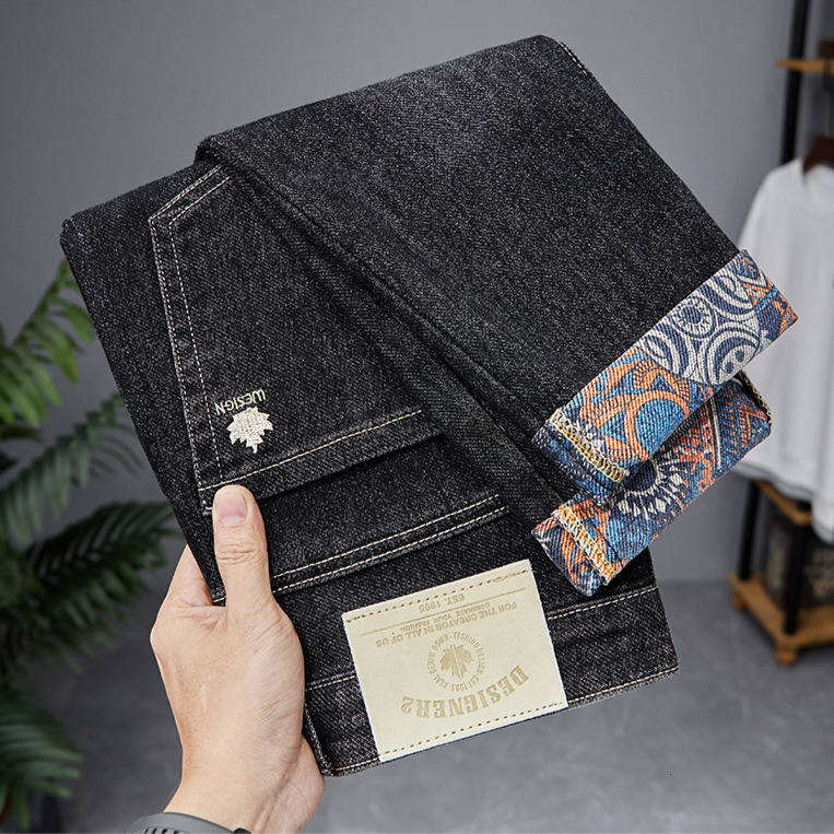 High End New Elastic Tight Designer Jeans Luxury Men's Spring Minimalist Trend Brand Thin Business Casual Pants Youth Street Retro Washed Sports 