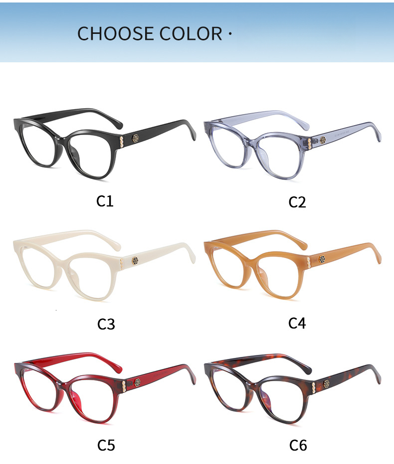 European And American Cross-border Luxury Style Women's Cat Eye Designer Glasses Can Be Paired With Prescription Lenses Outdoor Anti Blue Light C