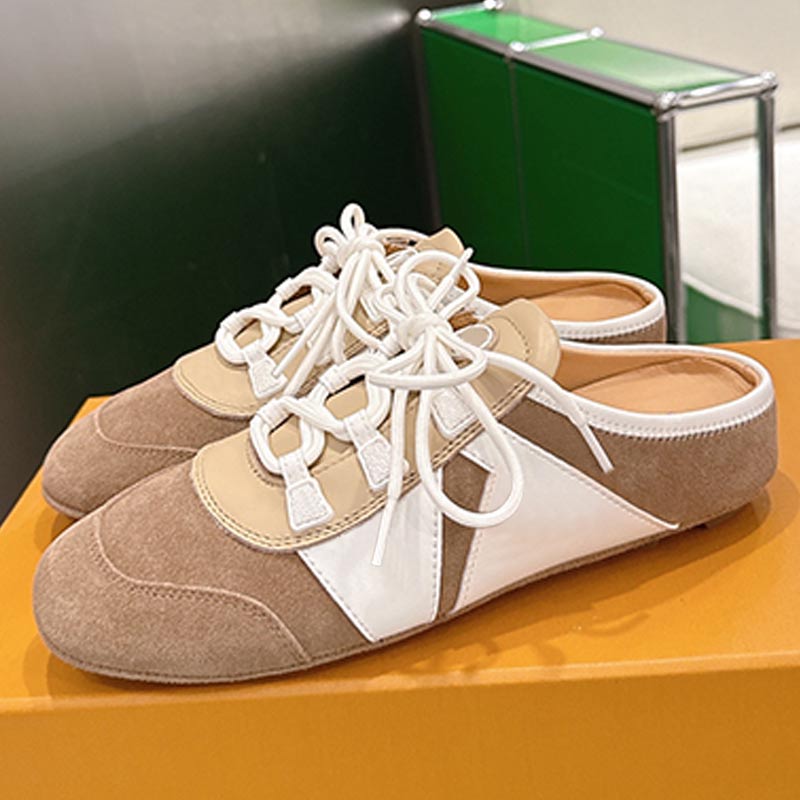 New Women Sneakerina Open Back Sneakers Hazelnut Brown Soft Napa Lambskin Shoe Upper Sacchetto Construction Injected TPU outsole Designer Womens Casual Sandals
