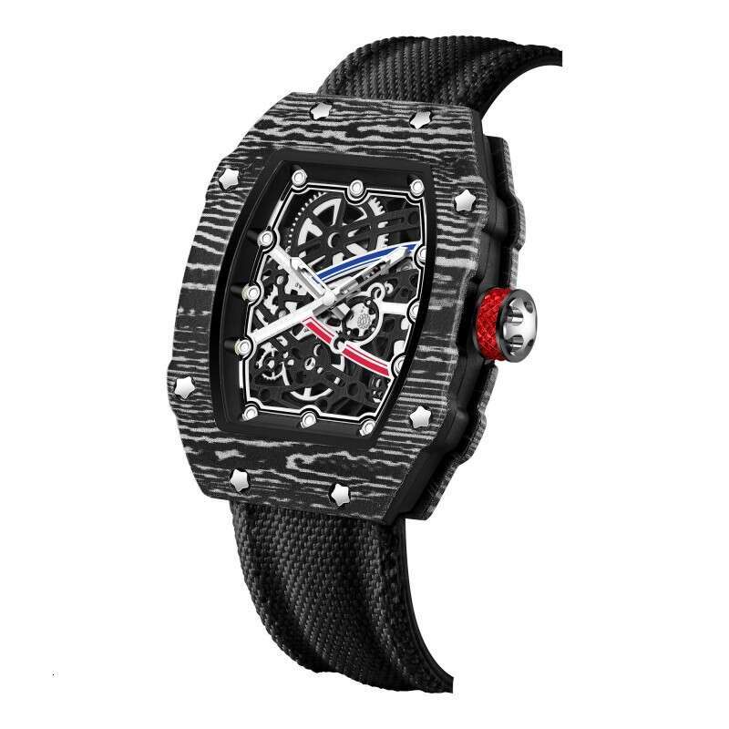Tonneau Ultra-Thin Quartz Watch Nylon Strap Waterproof Sport Men Wristwatch Black Wholesale 67-02