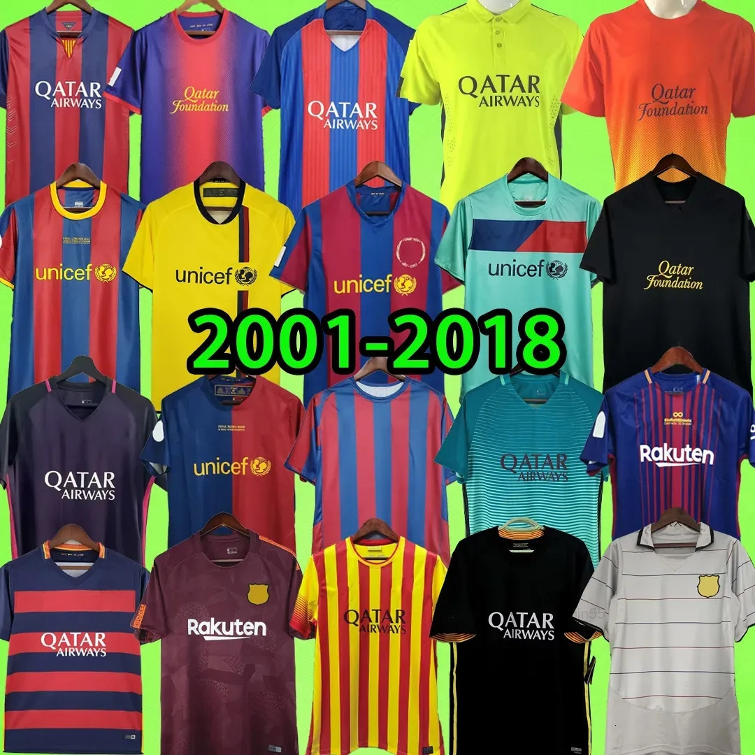 Barcelone Retro Soccer Jerseys RONALDINHO AINIESTA 01 02 03 04 05 06 07 08 09 10 11 12 13 14 15 16 17 18 19 vintage football shirt T Barcelonaes