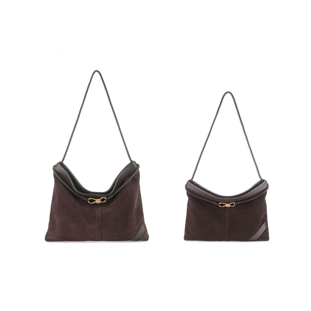 New Autumn Winter Bow-Knot Buckle Large Capacity Shoulder Bag Vintage Suede Splicing Casual Commuter Bag Luxury Daily Handbag For Women SENYY