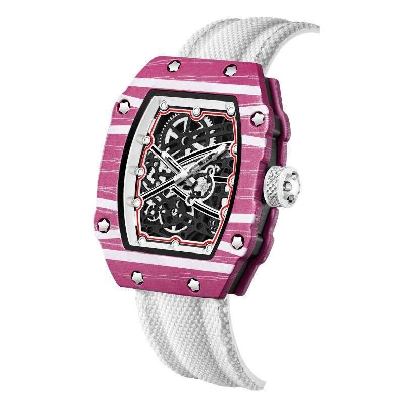 Tonneau Ultra-Thin Quartz Watch Nylon Strap Waterproof Sport Men Wristwatch Black Wholesale 67-02