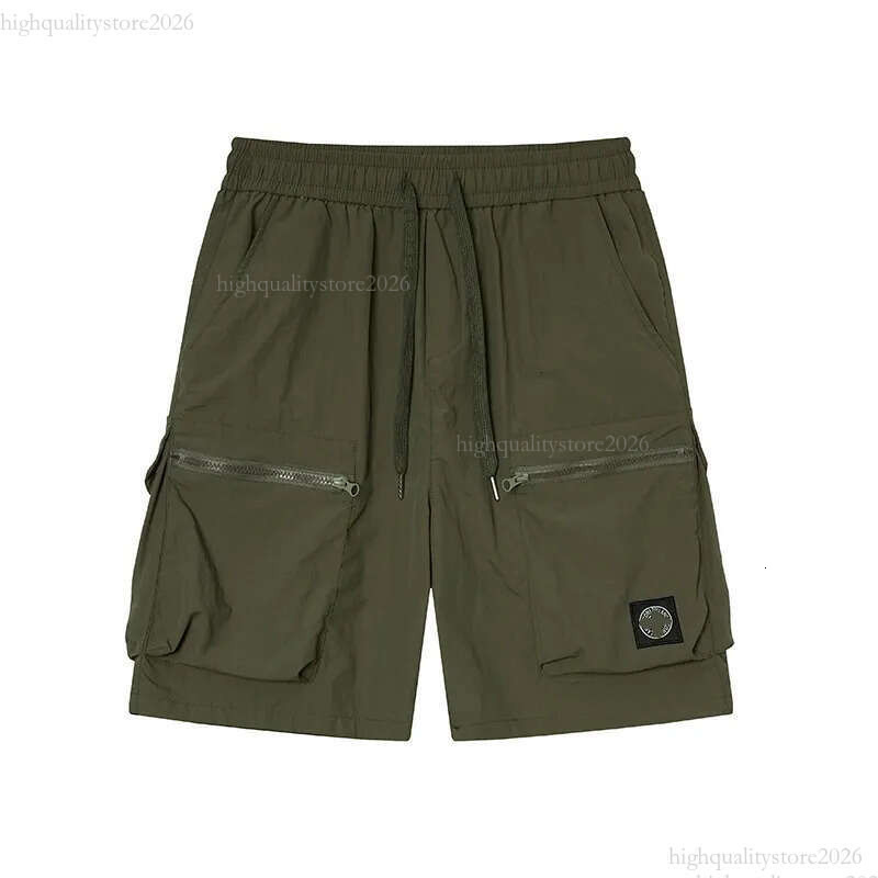 Designer Mens High Quality Stoneity Islanda Micro Compass Logo Casual Pocket Overalls Shorts Functional Sports Drawstring Solid Color Topstoney Short Pants 1af