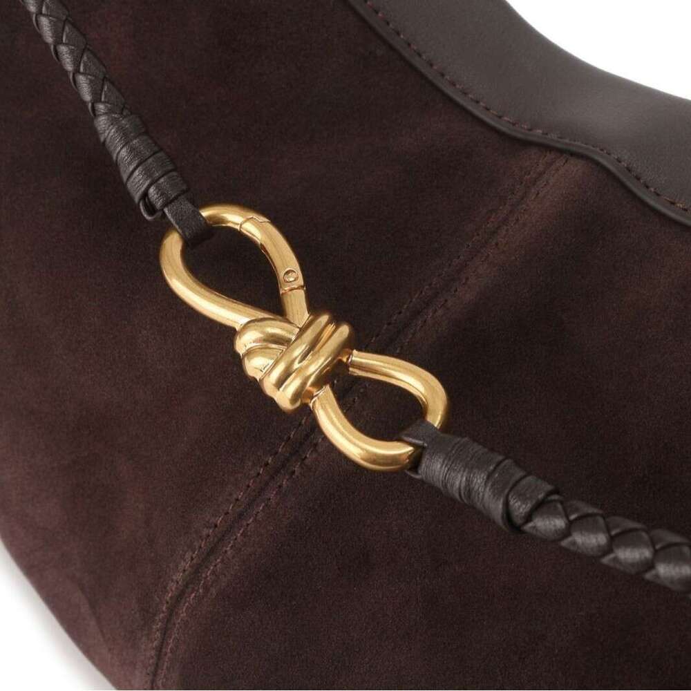 New Autumn Winter Bow-Knot Buckle Large Capacity Shoulder Bag Vintage Suede Splicing Casual Commuter Bag Luxury Daily Handbag For Women SENYY
