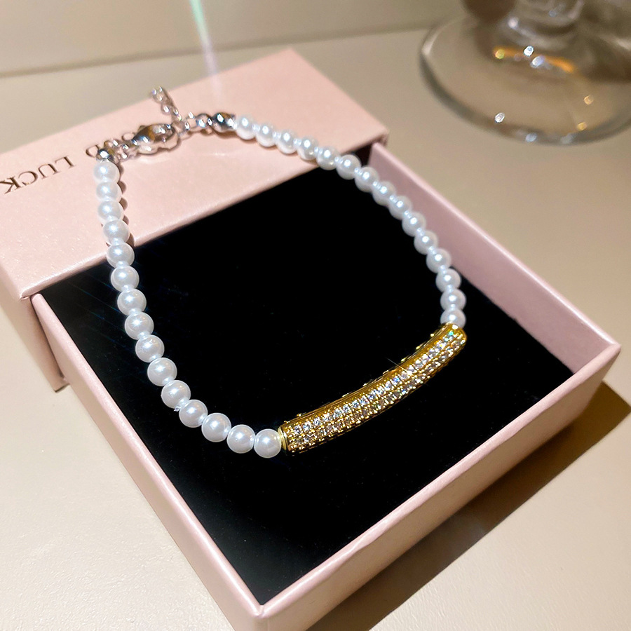 European American ins-style zircon bamboo pearl bracelet, casual, fashionable, simple and elegant, light luxury with a high-end feel - view 8