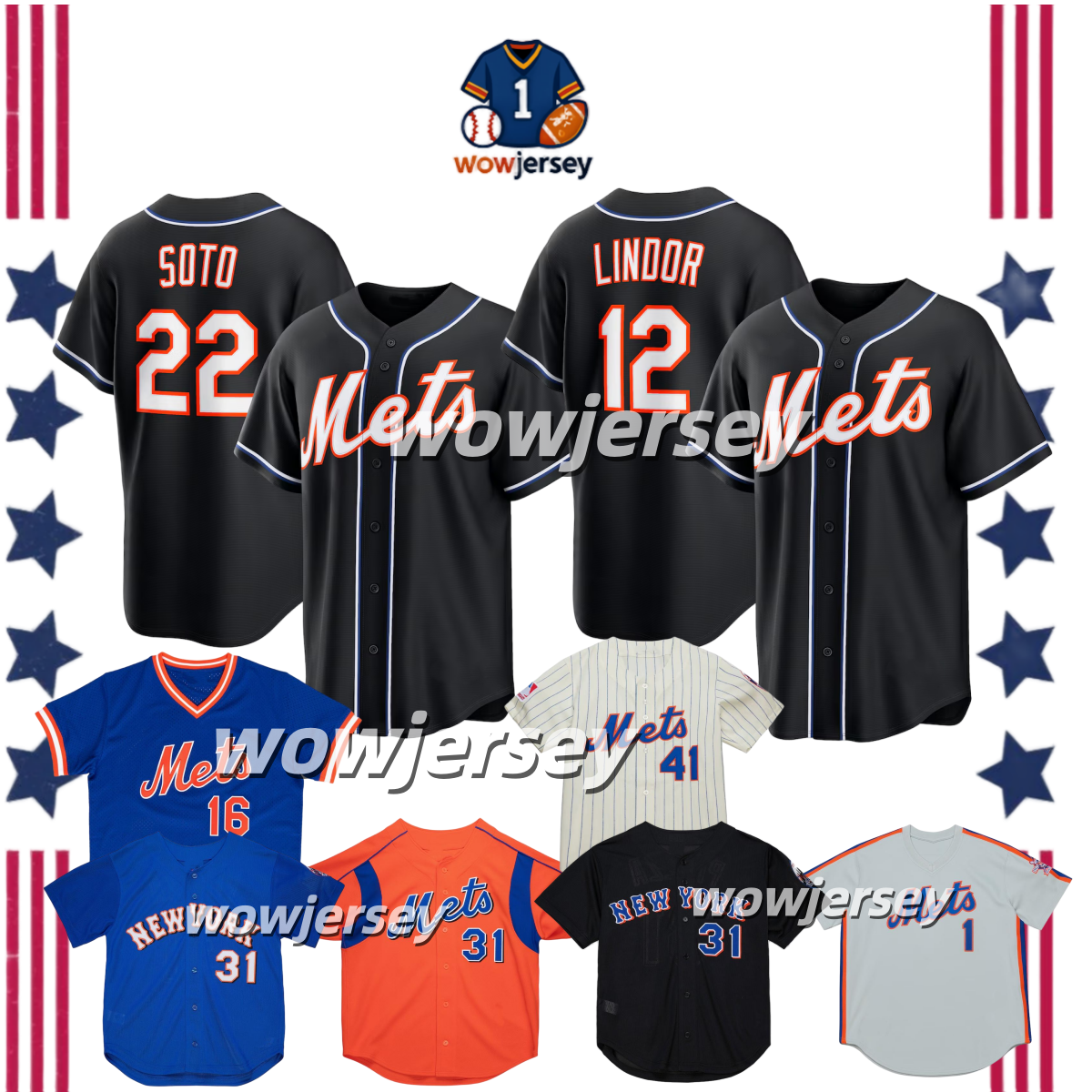 Mets Black Out Jersey Juan Soto Baseball Jersey Francisco Lindor Nolan McLean Alvarez Bo Bichette Carson Benge Robert Jr. Peralta Wright Semien Holmes Senga