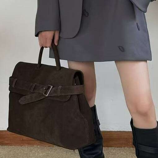 2026 Autumn Winter New Korean Style Niche Suede Messenger Bag Belt Buckle Casual Commuter Tote Handbag For Women SENYY