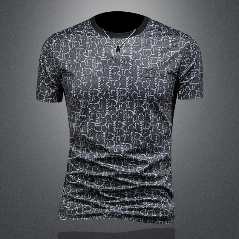 2026 Spring Summer New Style Printed Design Crew Neck Short Sleeve T Shirt for Men Fashion Trendy Versatile Comfortable Top