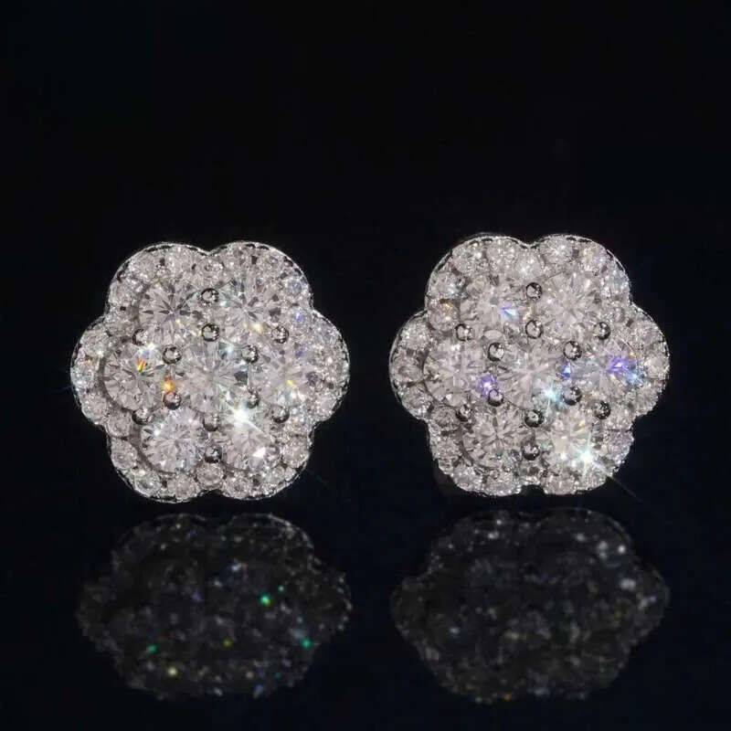 Elegant Dazzg Trendy wer 10MM Moissanite Dia Ear Studs For Men Women Hip Hop Jewelry Fine Earrings 10K Solid Gold
