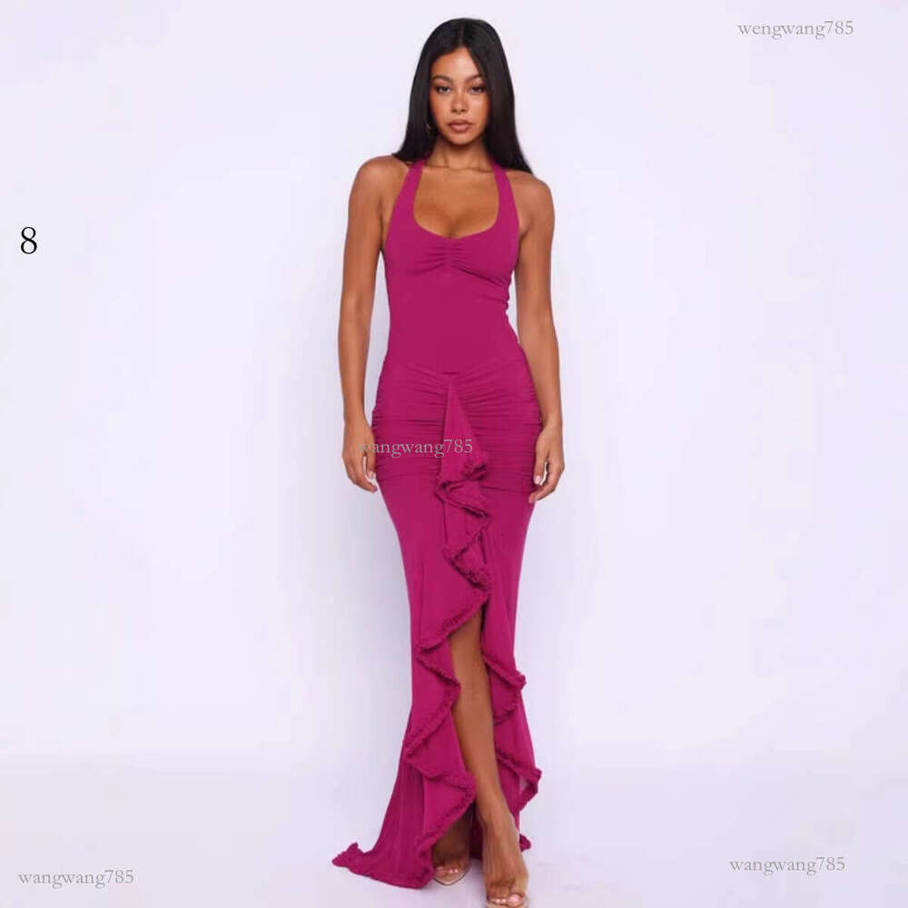 Luxury Lace Patchwork Evening Gown Women Sleeveless Party Dress Lady Foreign Trade Cross-Border Summer European and American Style High-End W