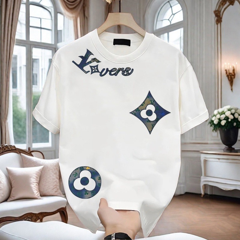 Bestselling new men's short sleeved T-shirt 2026 summer fashion print design light luxury trend round neck loose casual top