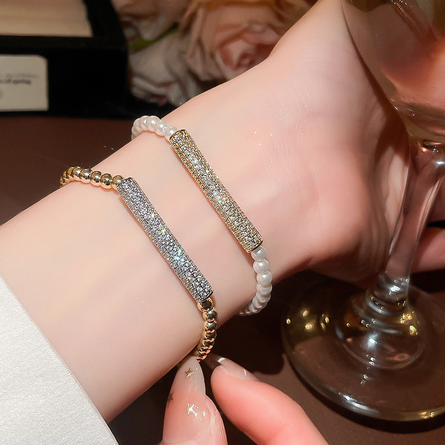 European American ins-style zircon bamboo pearl bracelet, casual, fashionable, simple and elegant, light luxury with a high-end feel - view 3