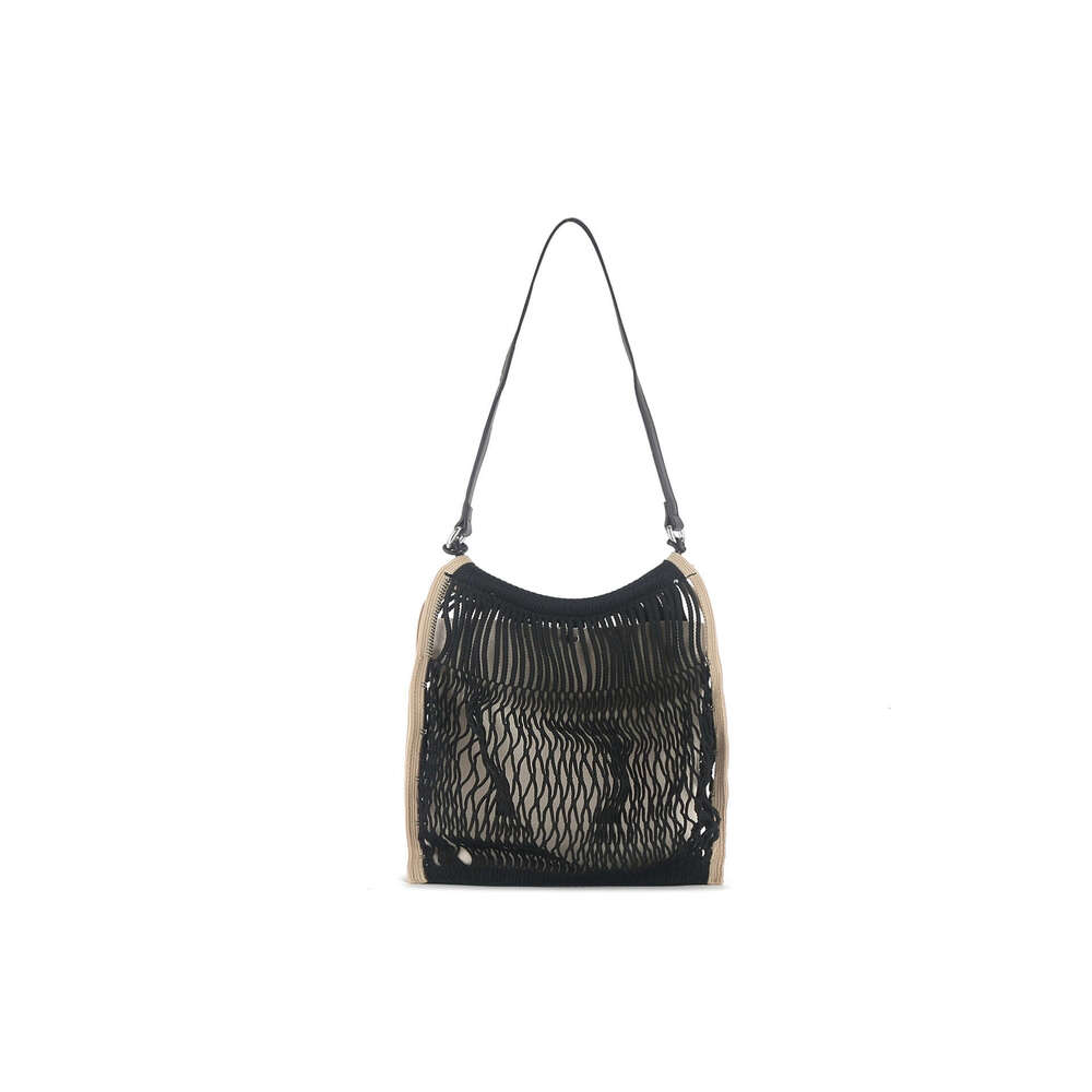 New French Style Mesh Woven Shoulder Bag Casual Niche Design Square Fishnet Crossbody Bag Unisex Daily Fashion Handbag SENYY