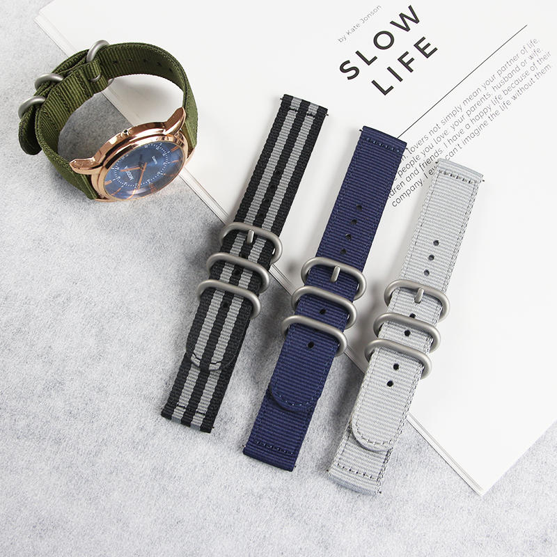 Quick Release Seatbelt Nylon Watch Band 18mm 20mm 22mm Premium Double Layer Fabric Strap for Samsung Galaxy Watch, Huawei Watch, Garmin & Traditional 