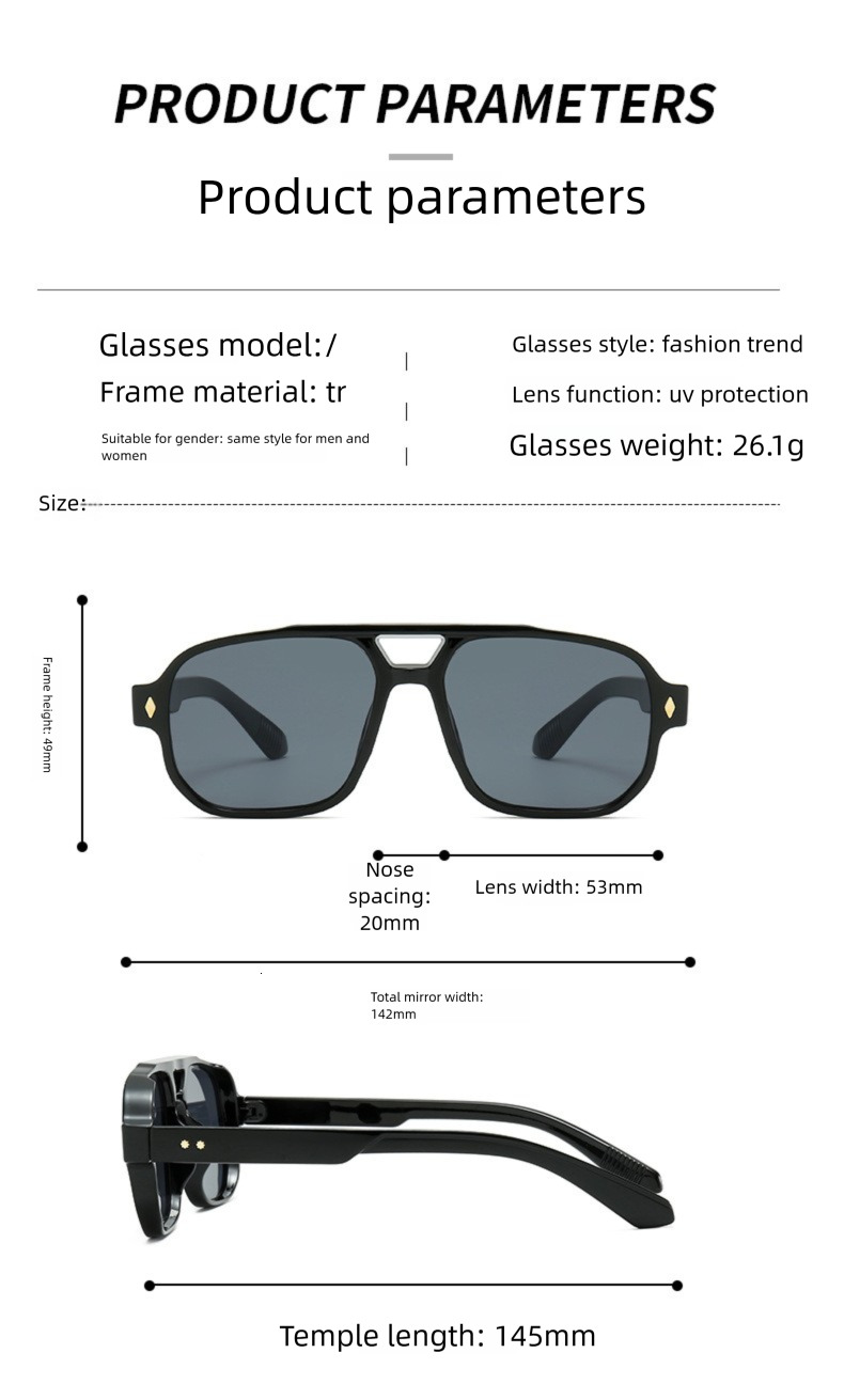 2026 New European And American Fashion Square Frame Designer Men's Sports Sunglasses Outdoor Driving Sunscreen Glasses Cross Border Wholesale