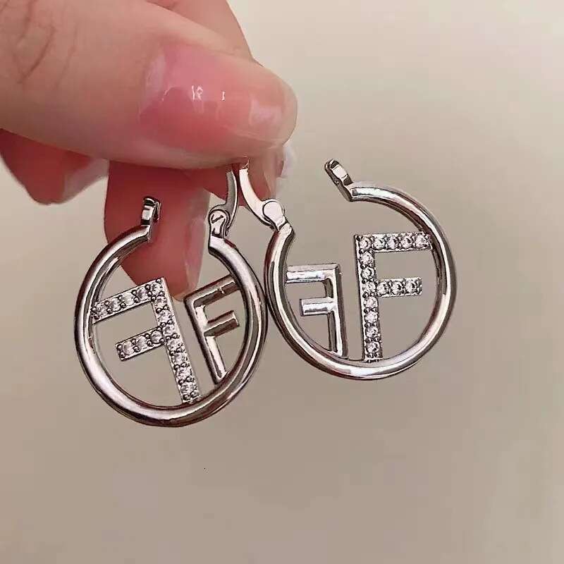 Earrings Letter F Ear Rings Light Luxury Niche Design Temperament Internet Celebrity Personality New Ear Buckles Earrings Men And Women Universal Ring - view 5