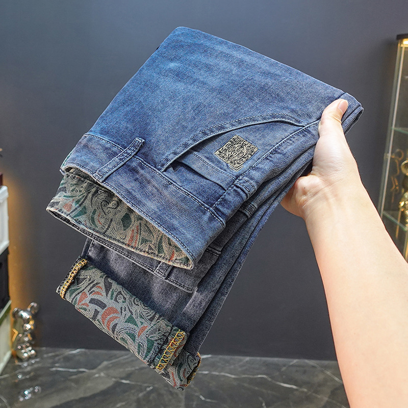 High End New Elastic Tight Designer Jeans Luxury Men's Spring Minimalist Trend Brand Thin Business Casual Pants Youth Street Retro Washed Sports 