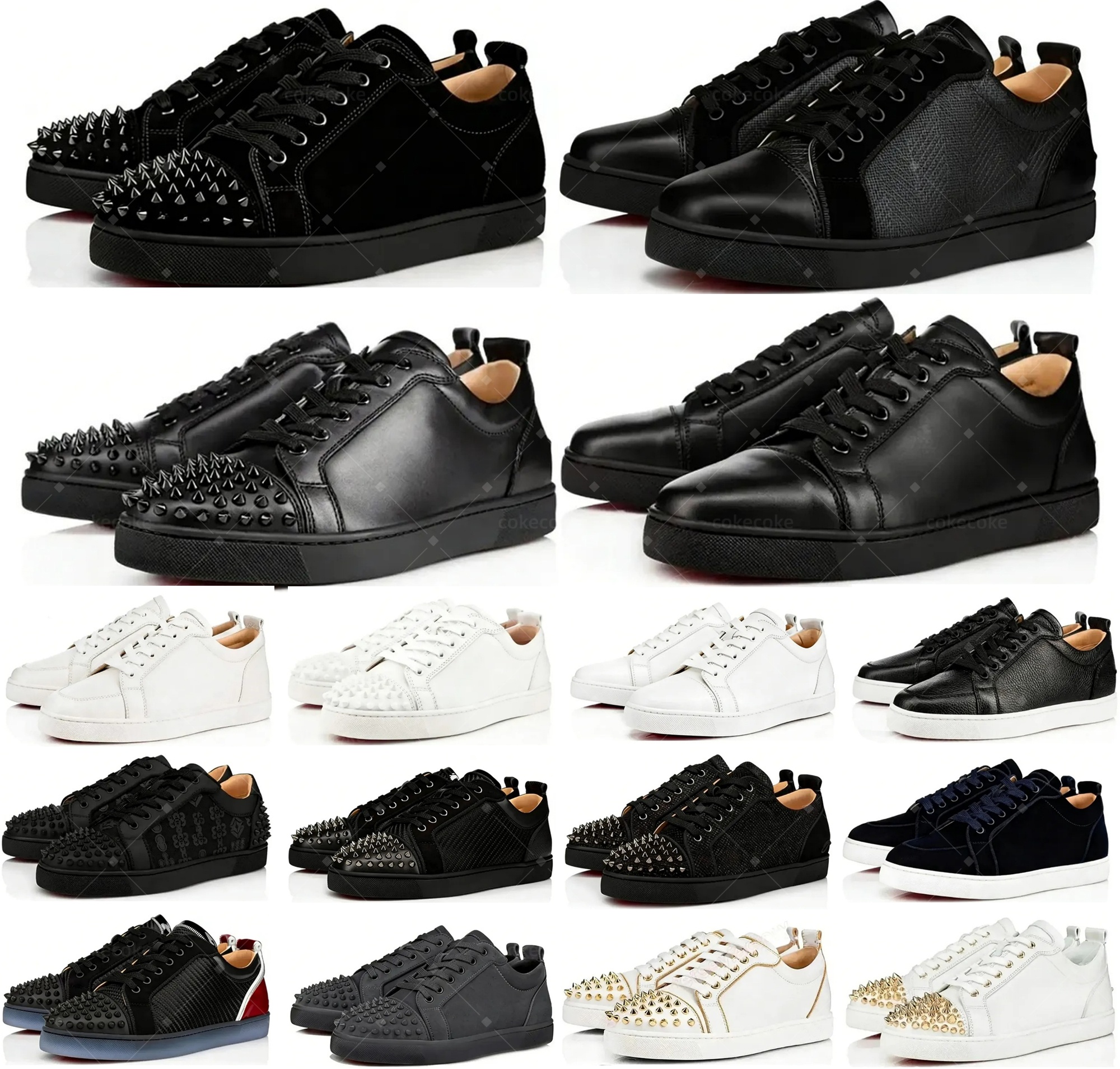 Designer Shoes Red heels Low Men Women Dress Shoes Casual Glitter Grey Rivets Leather Suede Camo Wedding shoes Fashion Spikes Office Career Trainers Sneakers