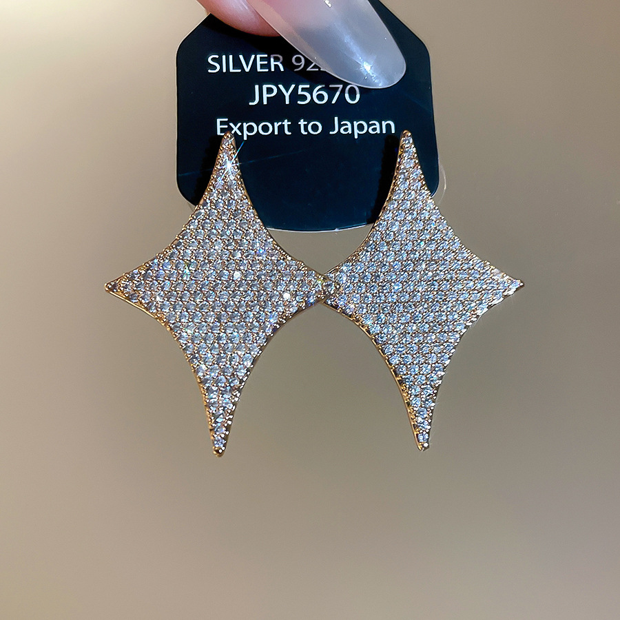 18K real gold plated silver needle zircon star light luxury high-end earrings, cross-border hot-selling versatile women's earrings - view 5
