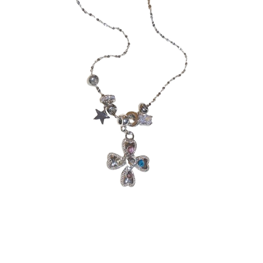 Sweet cool style diamond-encrusted cross pearl bracelet and necklace, personalized fashion ins jewelry set, light luxury niche accessories - view 9