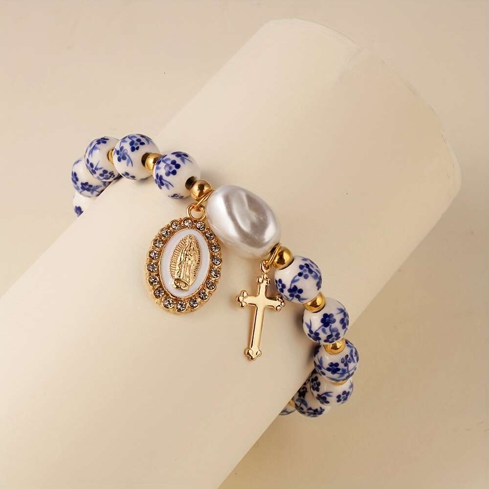 (Handmade, The Pattern And Shape May Vary) Cross Bralets For Women Men What Would Jesus Do Ramics Beads Bangles Faith Christian Bralts Spring Summer L