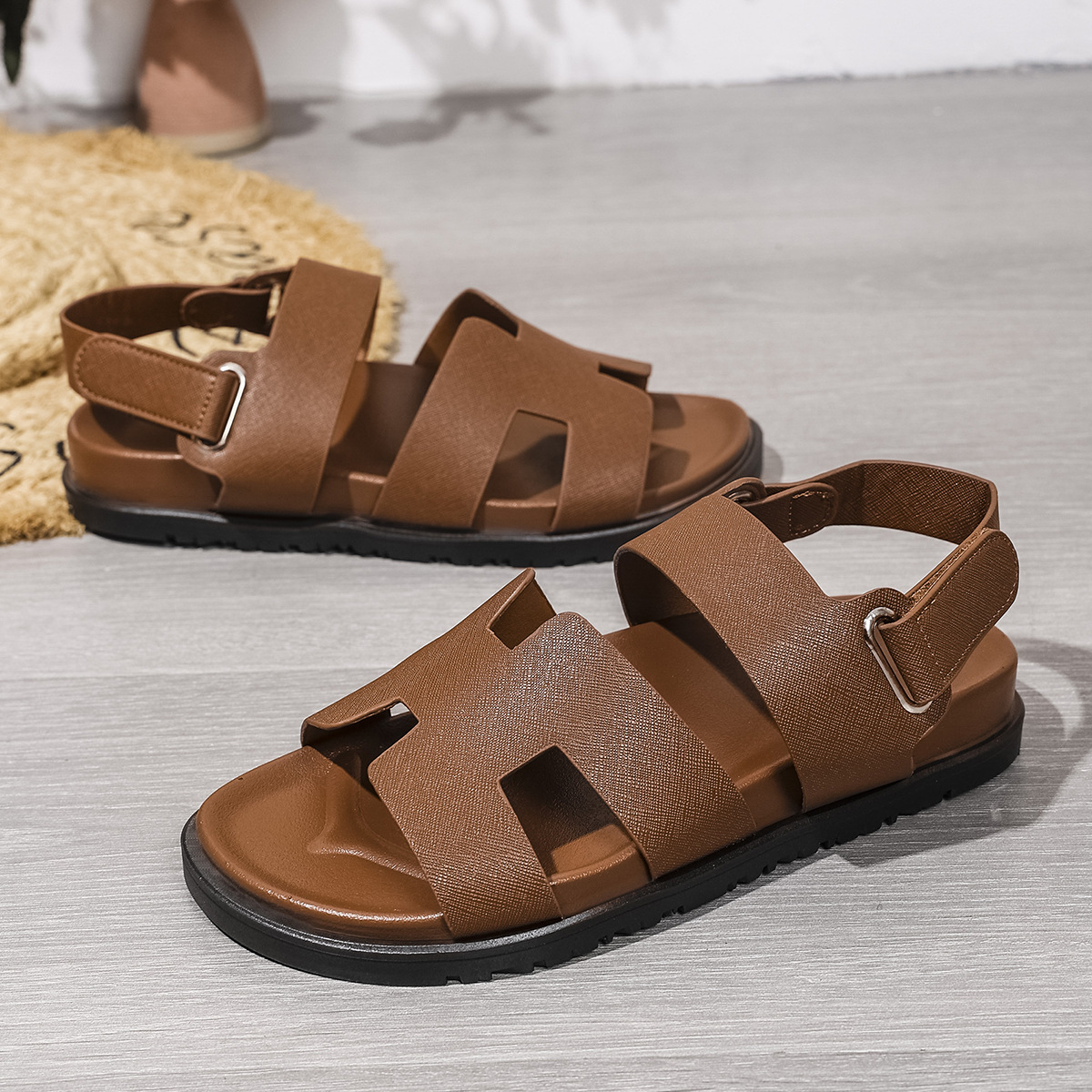 Classic Thick Bottom Sandals for Women 2026 New Summer One Word Magic Casual Sandals for Women Soft Bottom