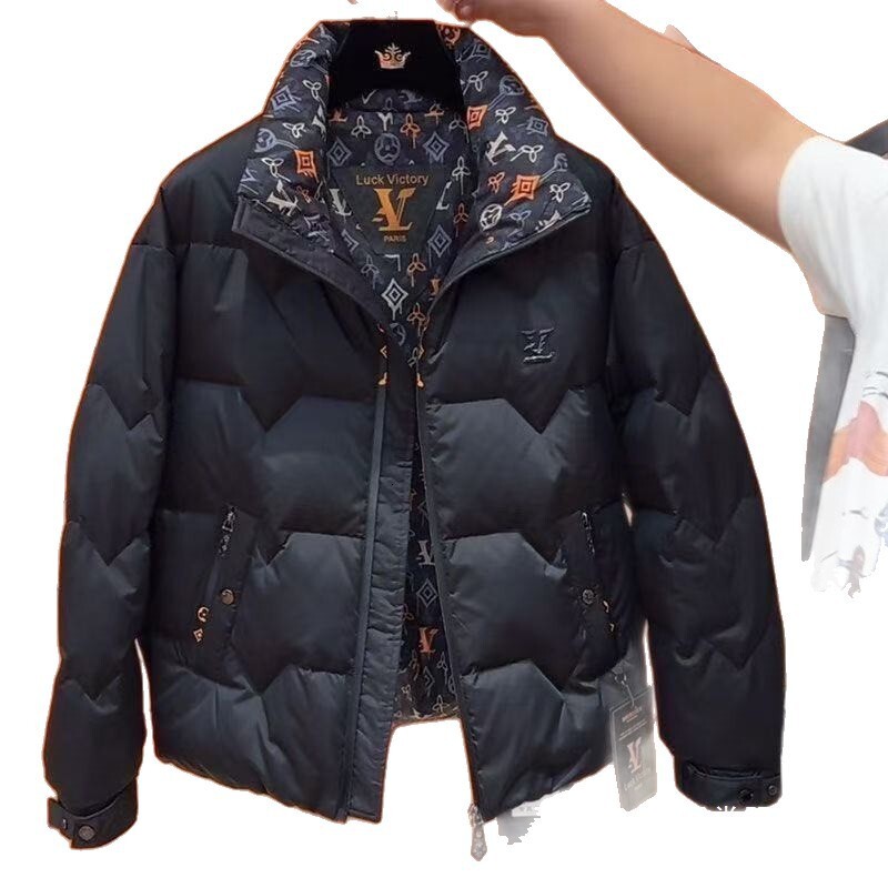 2026 New Style Men's Luxury Trendy Fashion Notched Collar Down Jacket For Young Trendy Casual Wear Thick Letter Patterned White Duck Down Coat - view 6