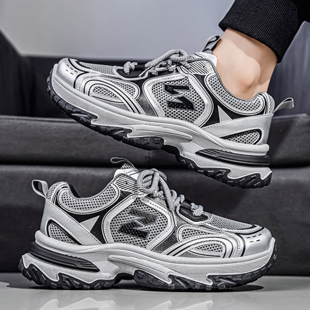 Chunky Sneakers Autumn New Breathable Mesh Men's Trendy Versatile Thick-Soled Height-Increasing Casual Sports Shoes Men