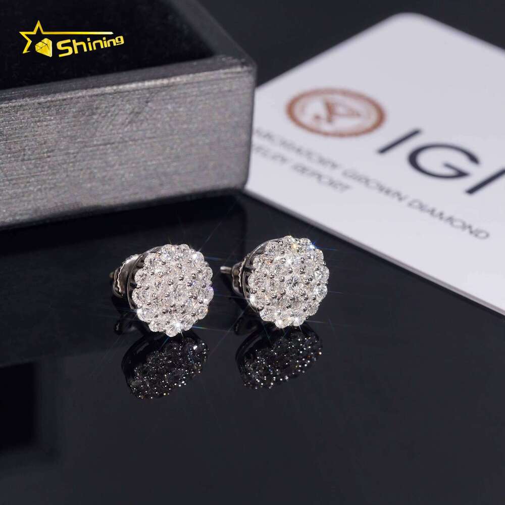 Wholesale Price Luxury 11mm S925 Sterling Silver Fine Jewelry Lab Grown Diamond Stud Earrings - view 3