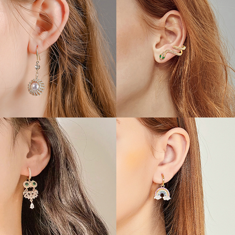 Luxury Brand Designer Women Multi-Style Zircon Pearl Stud Earrings Set S925 Silver Post Cute Elegant Versatile Daily Wear Chic Stylish Modern Trendy