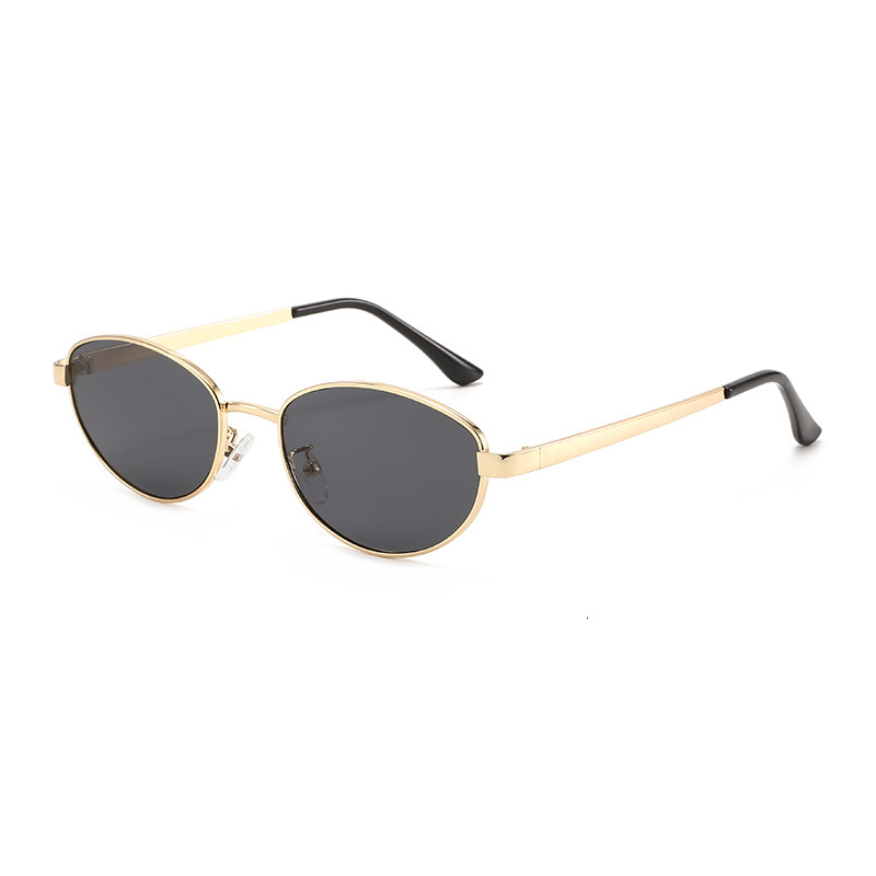 Designer sunglasses fashion minimalist oval frame sunglasses, vintage metal versatile sunglasses for women, high-end trendy street style glasses