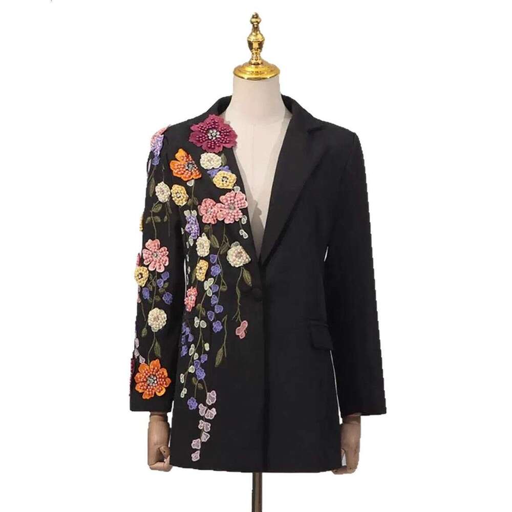 Autumn New Heavy Embroidery 3D Floral Suit Women Slim Fit Long Sleeve Jacket Elegant Korean Style Fashion Office Lady Outwear In Stock MAKOUFEI