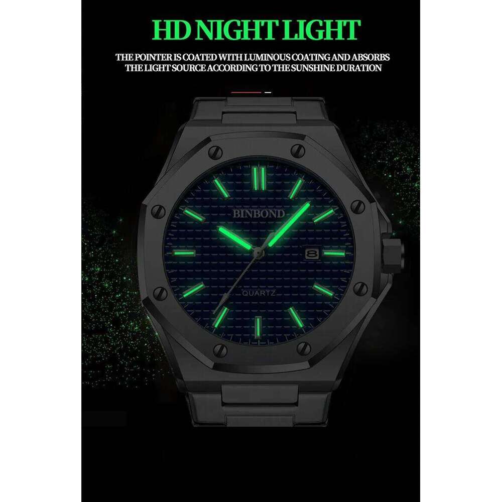 BINBONG Fashion Casual Men Watches Big Dial Silver Stainless Steel Calendar Quartz Wristwatch Classic Top Brand Male Clock B0233 26L0420